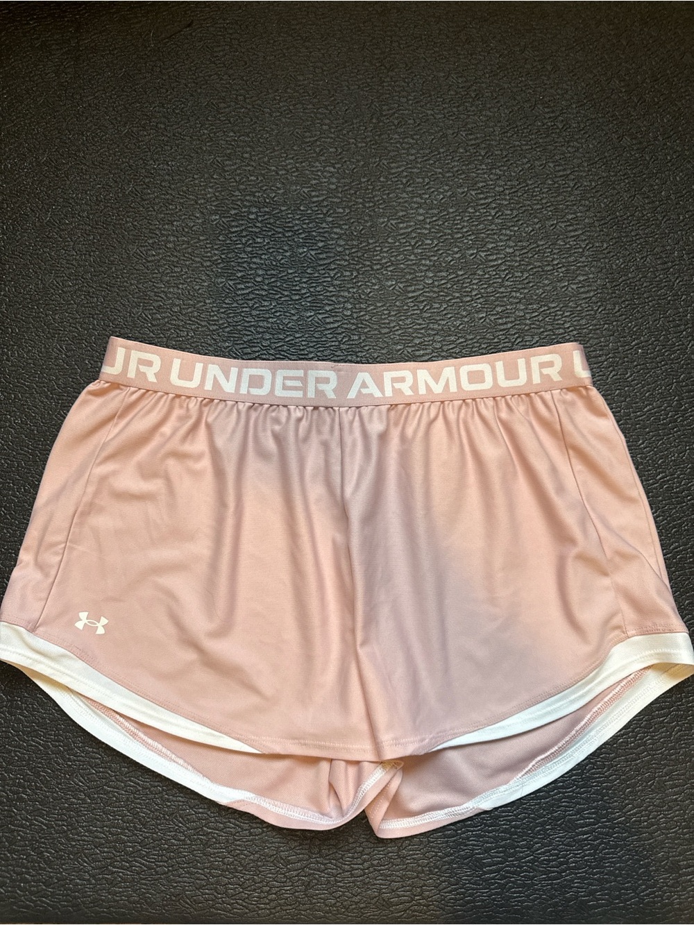 Under Armour Women's Light Pink Athletic Shorts with Branded Waistband